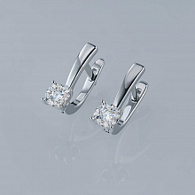 Sterling Silver Earrings with 18 Round-Cut Lab-Created Diamonds 0.263 CT.TW