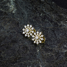 14K Yellow Gold Earring Studs with 42 Round-Cut Lab-Created Diamonds 0.572 CT.TW