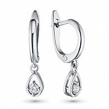 Sterling Silver Earrings with 2 Round-Cut Lab-Created Diamonds 0.25 CT.TW