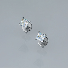 14K White Gold Earring Studs with 2 Princess-Cut Lab-Created Diamonds 1.026 CT.TW