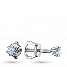 Sterling Silver Earring Studs with 2 Round-Cut Lab-Created Diamonds 0.149 CT.TW