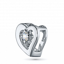 14K White Gold Pendant with 1 Round-Cut Lab-Created Diamond 0.067 CT.TW