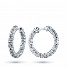14K White Gold Earrings with 160 Round-Cut Lab-Created Diamonds 0.981 CT.TW