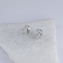 14K White Gold Earring Studs with 42 Round-Cut Lab-Created Diamonds 0.343 CT.TW