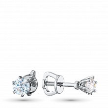 Sterling Silver Earring Studs with 2 Round-Cut Lab-Created Diamonds 0.454 CT.TW