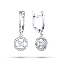 14K White Gold Earrings with 38 Round-Cut Lab-Created Diamonds 0.826 CT.TW - изображение 1