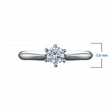 14K White Gold Ring with 1 Round-Cut Lab-Created Diamond 0.62 CT.TW