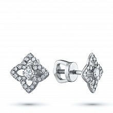 14K White Gold Earring Studs with 50 Round-Cut Lab-Created Diamonds 0.466 CT.TW