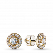 14K Yellow Gold Earring Studs with 32 Round-Cut Lab-Created Diamonds 0.512 CT.TW