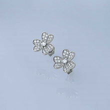 14K White Gold Earring Studs with 74 Round-Cut Lab-Created Diamonds 0.917 CT.TW