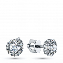 14K White Gold Earring Studs with 30 Round-Cut Lab-Created Diamonds 1.507 CT.TW