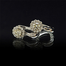 14K White Gold Earrings with 26 Round-Cut Lab-Created Diamonds 1.199 CT.TW