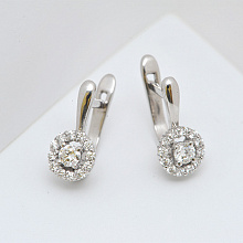 14K White Gold Earrings with 26 Round-Cut Lab-Created Diamonds 0.427 CT.TW
