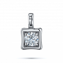 Sterling Silver Pendant with 1 Round-Cut Lab-Created Diamond 0.204 CT.TW