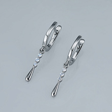 Sterling Silver Earrings with 6 Round-Cut Lab-Created Diamonds 0.054 CT.TW