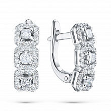 14K White Gold Earrings with 78 Round-Cut Lab-Created Diamonds 0.783 CT.TW