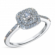14K White Gold Ring with 59 Round-Cut Lab-Created Diamonds 0.338 CT.TW