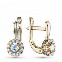 14K Yellow Gold Earrings with 26 Round-Cut Lab-Created Diamonds 0.44 CT.TW