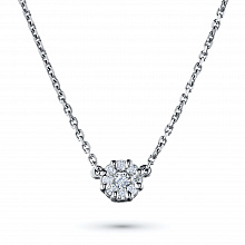 Sterling Silver Necklace with 9 Round-Cut Lab-Created Diamonds 0.214 CT.TW