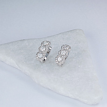 14K White Gold Earrings with 70 Round-Cut Lab-Created Diamonds 1.023 CT.TW