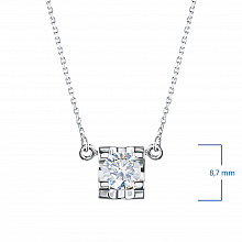 White Gold Necklace with 1 Round-Cut Diamond 0.175 CT.TW
