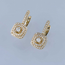 14K Yellow Gold Earrings with 96 Round-Cut Lab-Created Diamonds 0.658 CT.TW