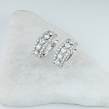 14K White Gold Earrings with 50 Round-Cut Lab-Created Diamonds 1.34 CT.TW