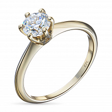 14K Yellow Gold Ring with 1 Round-Cut Lab-Created Diamond 0.711 CT.TW