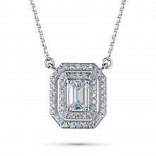 14K White Gold Necklace with 51 -Cut Lab-Created Diamonds 1.147 CT.TW