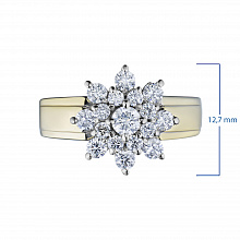 14K White and Yellow Gold Ring with 17 Round-Cut Lab-Created Diamonds 0.854 CT.TW