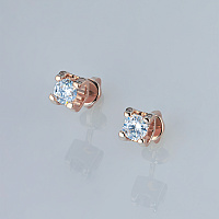14K Rose Gold Earring Studs with 2 Round-Cut Lab-Created Diamonds 2 CT.TW - изображение 4