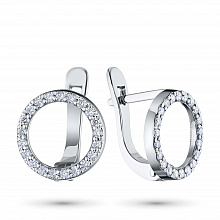 14K White Gold Earrings with 42 Round-Cut Lab-Created Diamonds 0.33 CT.TW