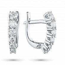 14K White Gold Earrings with 12 Round-Cut Lab-Created Diamonds 0.909 CT.TW