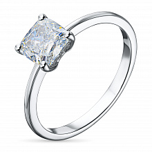 14K White Gold Ring with 1 Cushion-Cut Lab-Created Diamond 1 CT.TW
