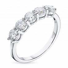 14K White Gold Ring with 5 Round-Cut Lab-Created Diamonds 1.317 CT.TW