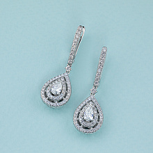 14K White Gold Earrings with 114 Round-Cut Lab-Created Diamonds 1.072 CT.TW