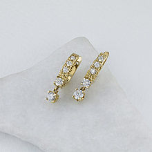 14K Yellow Gold Earrings with 10 Round-Cut Lab-Created Diamonds 0.855 CT.TW