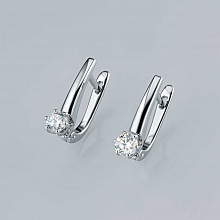 14K White Gold Earrings with 2 Round-Cut Lab-Created Diamonds 0.64 CT.TW