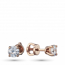 14K Rose Gold Earring Studs with 2 Round-Cut Lab-Created Diamonds 0.655 CT.TW