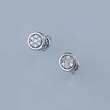 Sterling Silver Earring Studs with 14 Round-Cut Lab-Created Diamonds 0.221 CT.TW