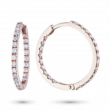 14K Rose Gold Earrings with 44 Round-Cut Lab-Created Diamonds 0.745 CT.TW