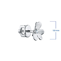 Sterling Silver Earring Studs with 2 Round-Cut Lab-Created Diamonds 0.042 CT.TW - изображение 2