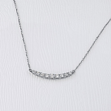 14K White Gold Necklace with 9 Round-Cut Lab-Created Diamonds 0.495 CT.TW