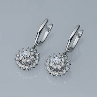 14K White Gold Earrings with 50 Round-Cut Lab-Created Diamonds 1.641 CT.TW - изображение 4