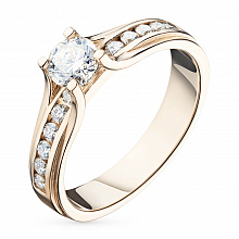 Rose Gold Ring with 14 Round-Cut Lab-Created Diamonds 1.097 CT.TW