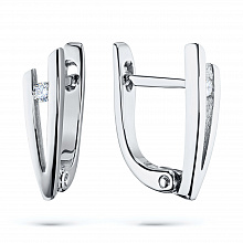 Sterling Silver Earrings with 2 Round-Cut Lab-Created Diamonds 0.085 CT.TW