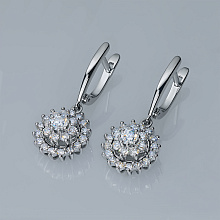 14K White Gold Earrings with 50 Round-Cut Lab-Created Diamonds 1.482 CT.TW