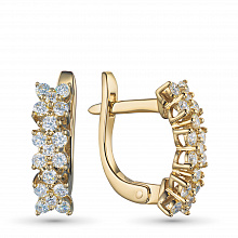 14K Yellow Gold Earrings with 34 Round-Cut Lab-Created Diamonds 0.676 CT.TW