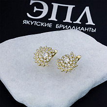 14K Yellow Gold Earrings with 66 Round-Cut Lab-Created Diamonds 0.916 CT.TW
