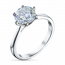 14K White Gold Ring with 1 Round-Cut Lab-Created Diamond 2.023 CT.TW